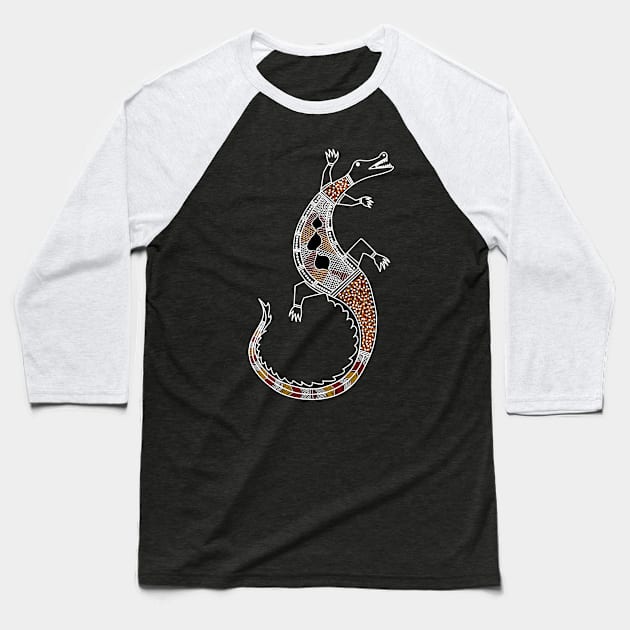 Aboriginal Art - Croc 2 Baseball T-Shirt by hogartharts